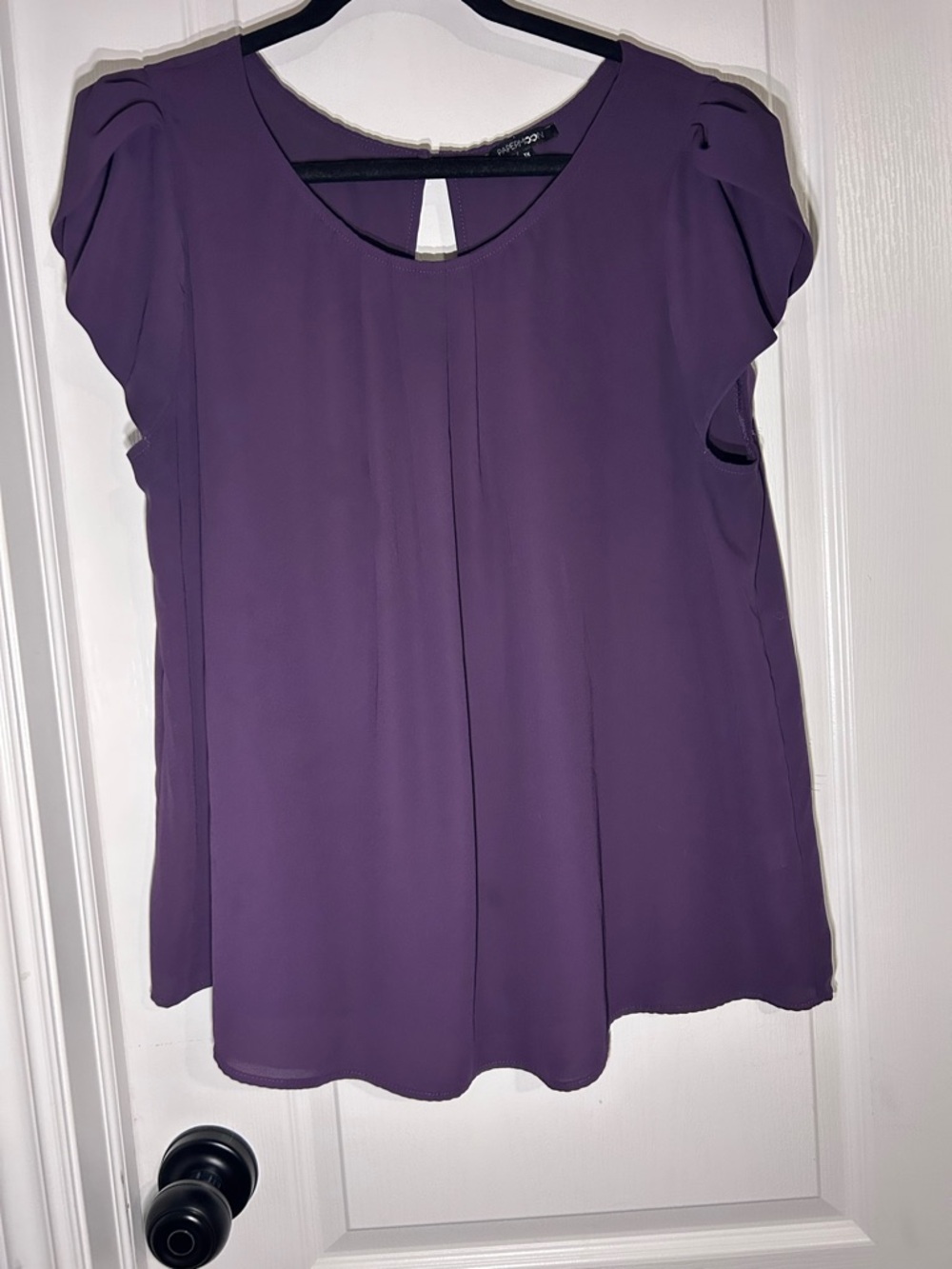 Papermoon Purple Flutter Sleeve Pleated Top - Picture 2 of 4